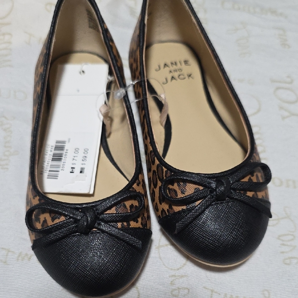 Janie and Jack Black and Brown Leopard Flats - Picture 2 of 2